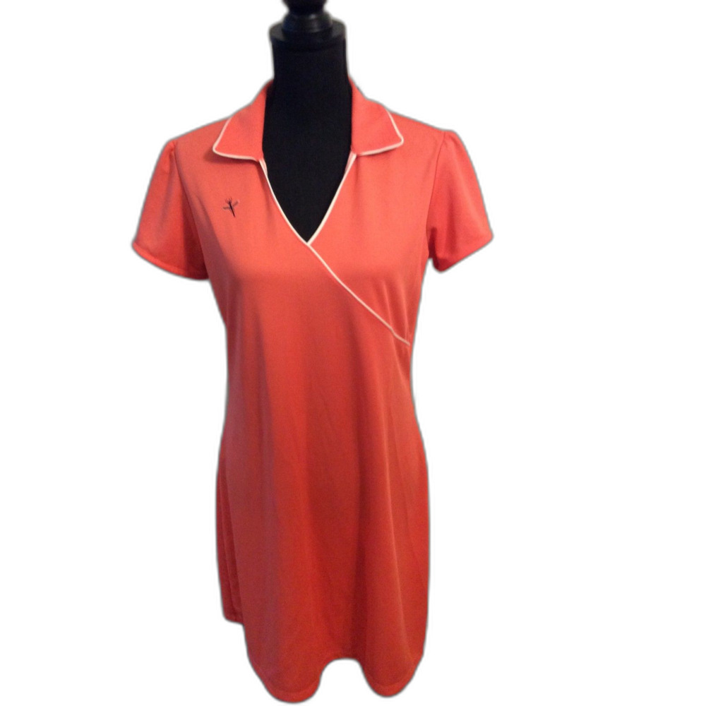 Lady Hagen Coral Dragonfly Golf Dress V Neck Women's size Medium M Hydro-Dri